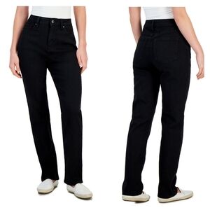 NWT Black High Rise Straight Leg 5-Pocket Jeans Pants Deep Black